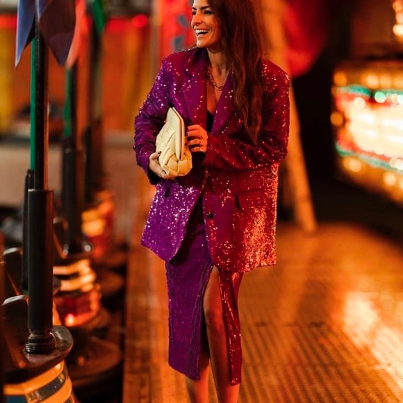 ZARA Sequin Skirt Purple - Picture 3 of 9